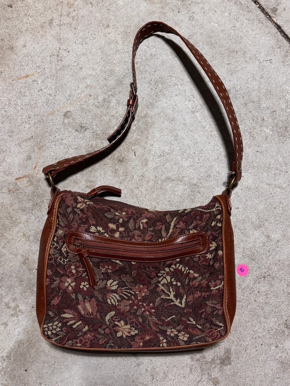 Dockers Floral Tapestry Shoulder Bag Brown Cottagecore Boho Dark Academia - Picture 6 of 9